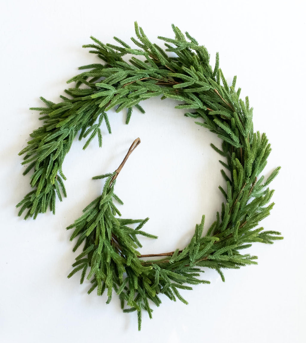Vita Domi 72" Real Touch Norfolk Pine Garland Realistic 6ft, Christmas Garland for Mantle, Stairs, Fireplace, Soft and Bendable Real Touch Garland Christmas Greenery, Evergreen Christmas Garlands