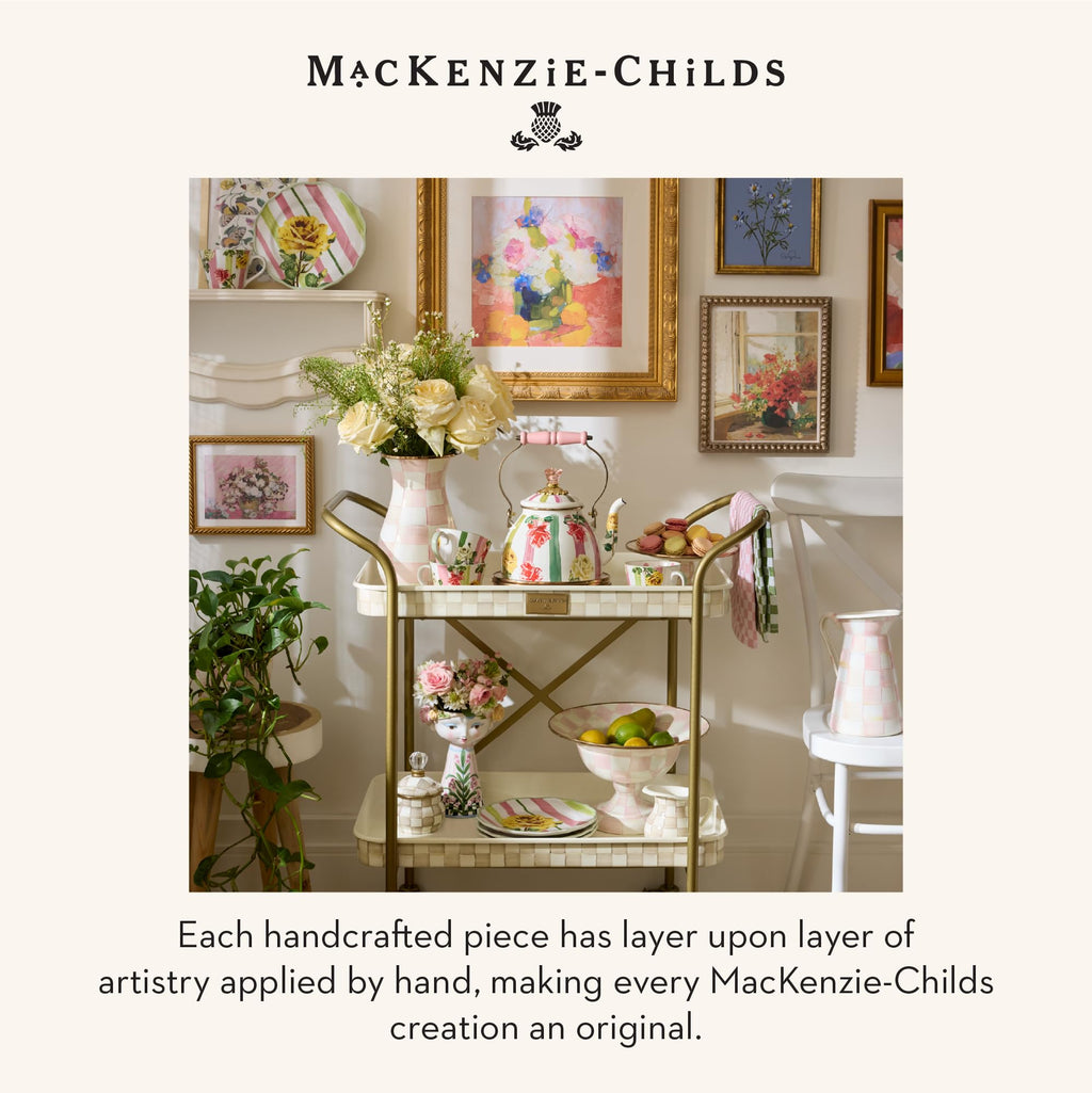 MACKENZIE-CHILDS Ceramic Vase, Unique Decorative Vase, Short, Rosy Meadow Lady