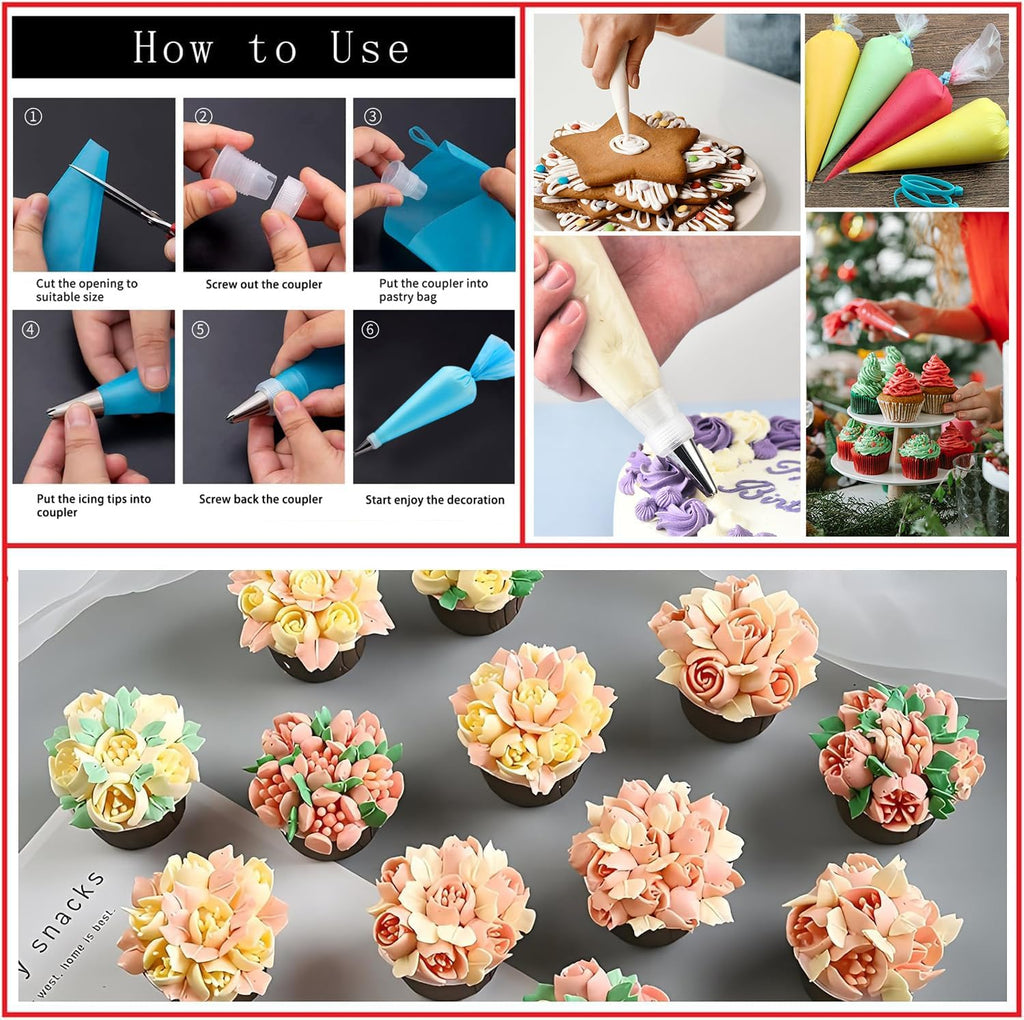 540PCS Cake Decorating Kit | Complete Baking Supplies Set with 4 Springform Pans & Rotating Turntable