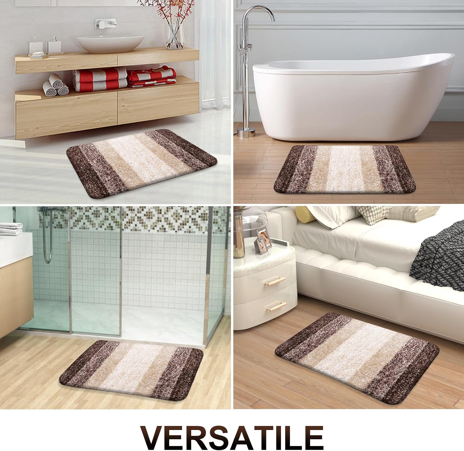 OLANLY Bathroom Runner Rug - Extra Soft Microfiber Mat 44x24 | Quick Dry, Washable, Rubber Backing, Brown