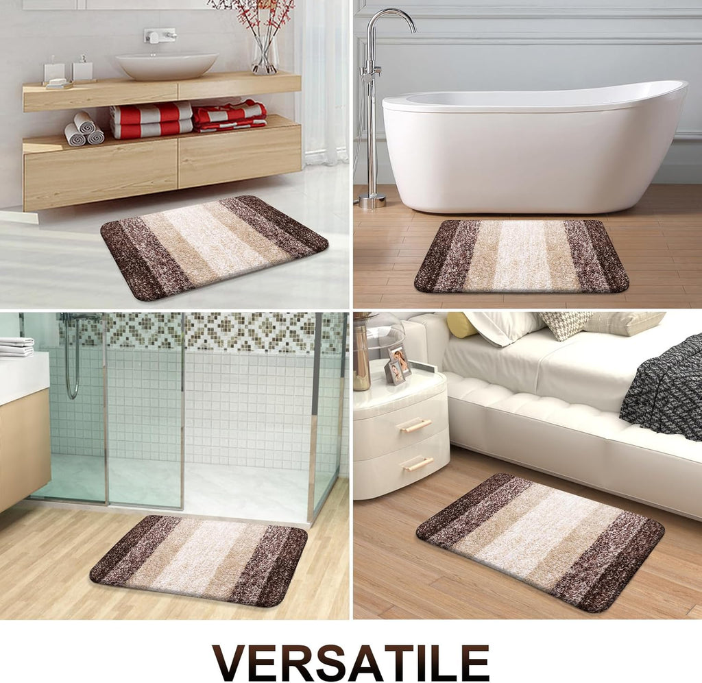 OLANLY Bathroom Runner Rugs - Extra Soft Microfiber Bath Mats | Quick Dry, Rubber Backing, 59x20, Brown