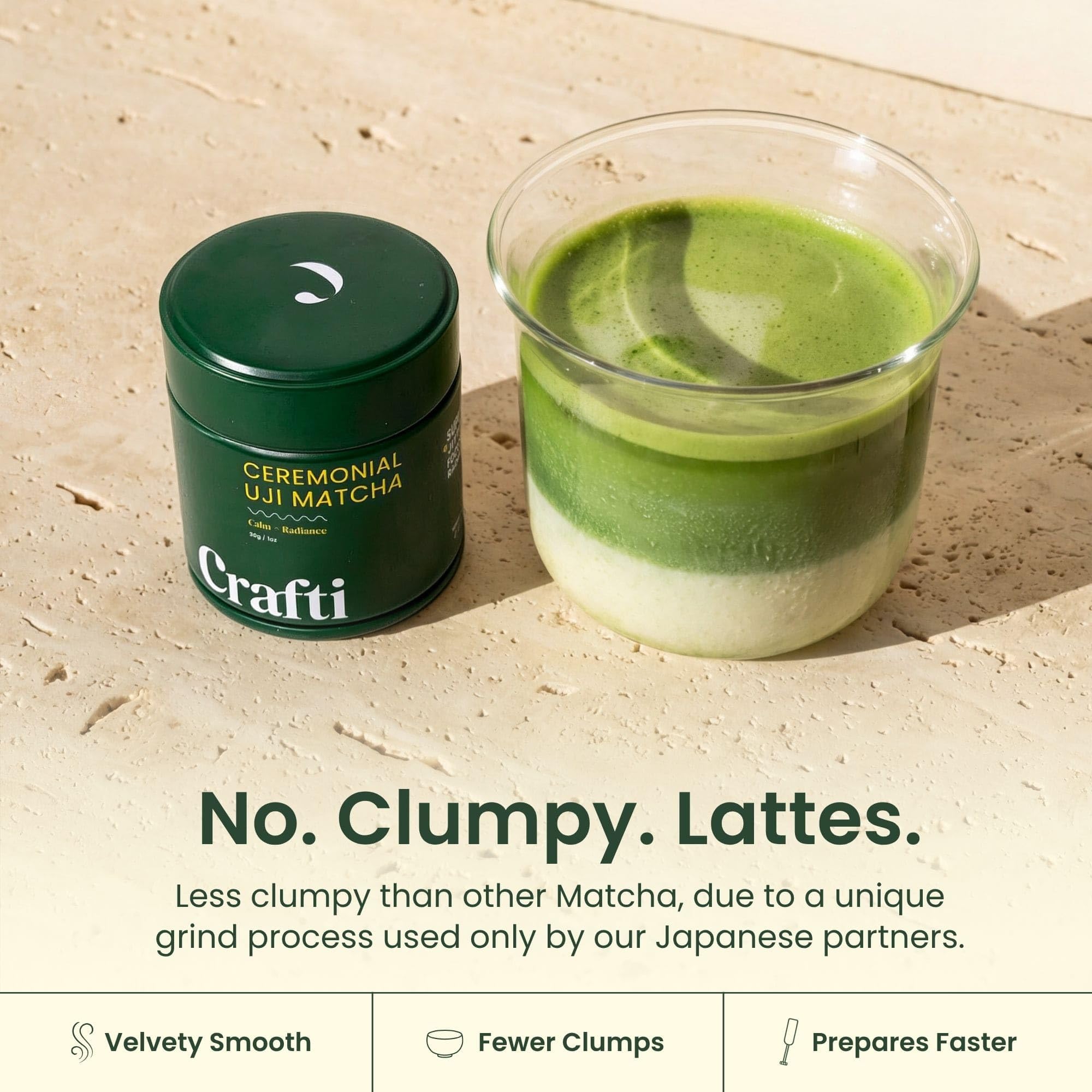 Crafti - Ceremonial Grade Organic Matcha Powder | 100 Servings (100g / 3.5oz) | Sugar-Free Kyoto Uji Matcha | Daily Matcha Green Tea for Calm Focus, Jitter-Free Energy and Barista-Grade Lattes