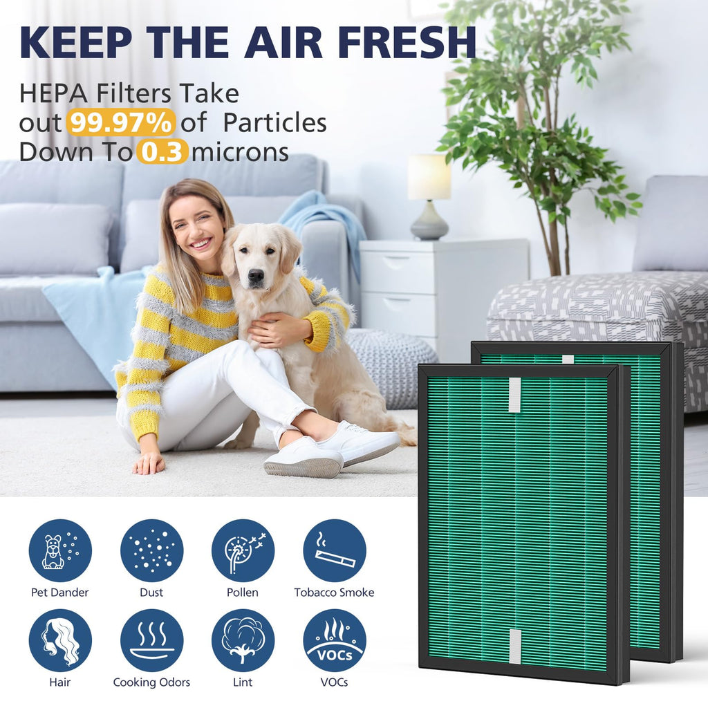 2 Sets 150 Filter Replacement for Coway Airmega 150(W) 150(K) Air Purifier, 2 X HEPA and 8 X Active Carbon Filter, AP-1019C-FP