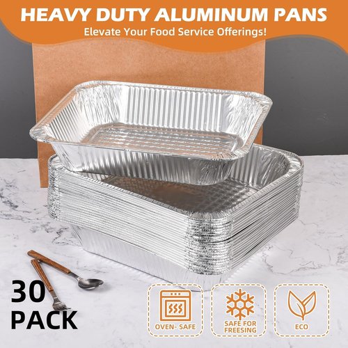 Findful Aluminum Pans - Heavy-Duty 9x13 Foil Pans (30 Pack) for Cooking, Baking & Storing Food - Leak-Proof & Oven-Safe