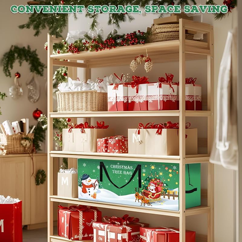 Christmas Tree Storage Bag 7.5 Ft Large with Reinforced Handles & Dual Zippers – 50" x 16" x 20" Green