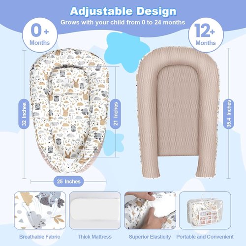 Hoot Portable Baby Lounger | Infant Nest for Travel & Crib Use | Ideal for Newborns 0–24 Months