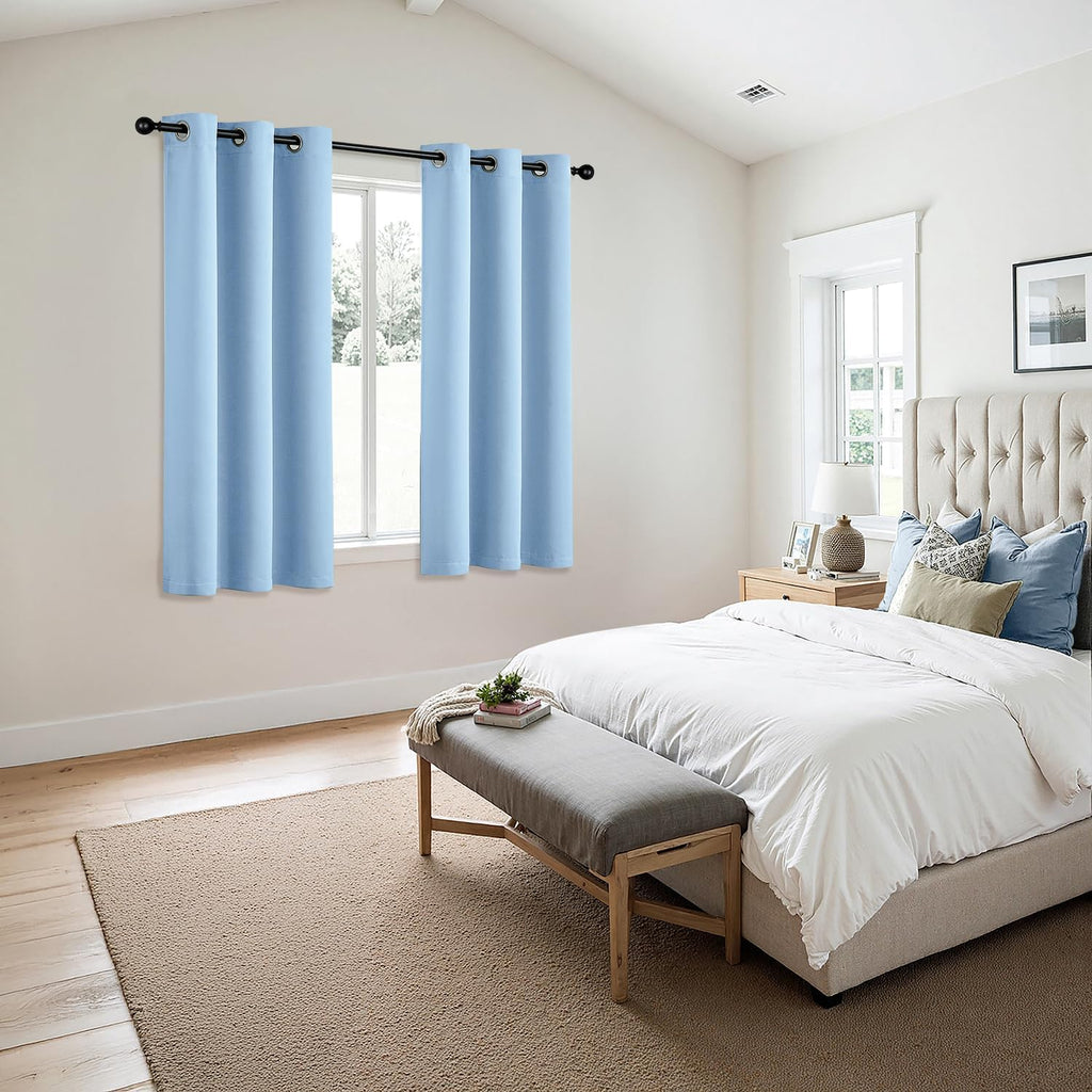 MIULEE Sky Blue Blackout Curtains - Thermal Insulated Room Darkening Drapes, 63 Inches Long, 2 Panels