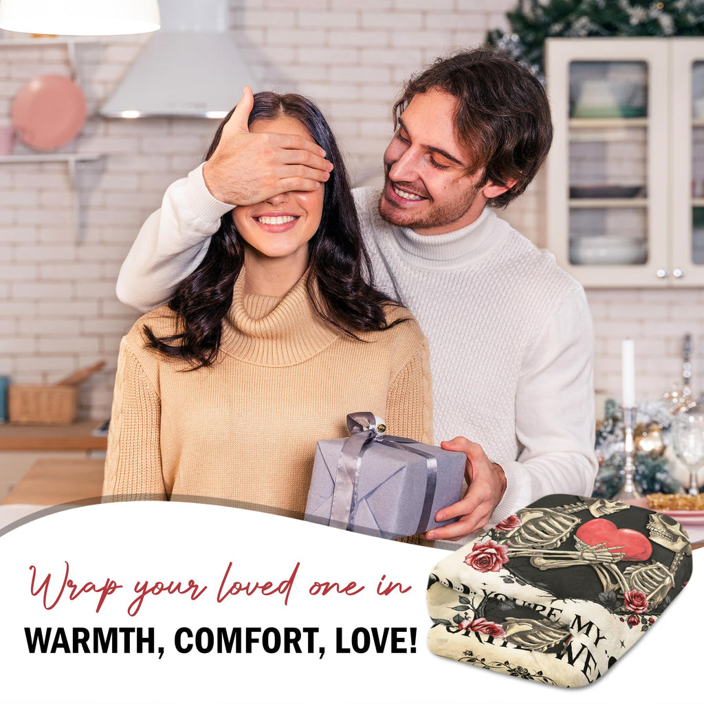 GEEMBI Anniversary Couples Gifts for Women Men - Fleece Throw Blanket for Couch Bed 50x60 in - Wedding Anniversary Birthday Gifts for Boyfriend Girlfriend Her Him Wife Husband, Gothic Blanket