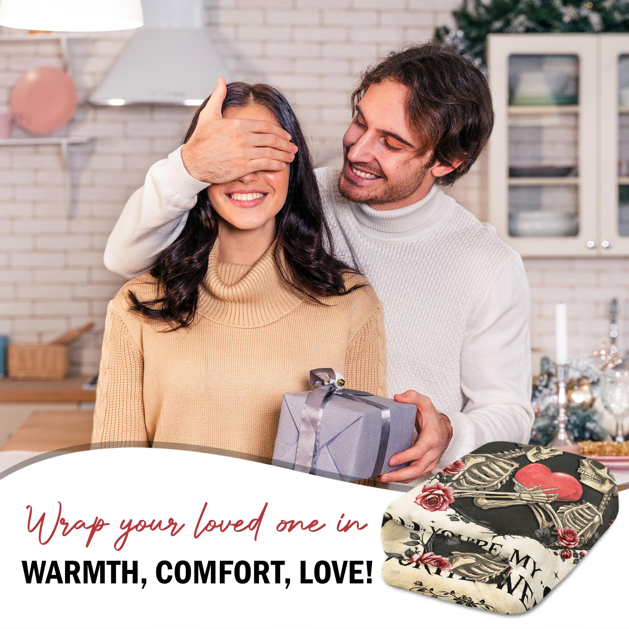 GEEMBI Anniversary Couples Gifts for Women Men - Fleece Throw Blanket for Couch Bed 50x60 in - Wedding Anniversary Birthday Gifts for Boyfriend Girlfriend Her Him Wife Husband, Gothic Blanket
