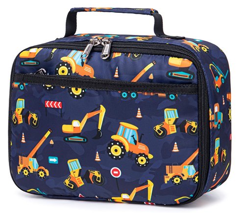 Lunch Bags for Kids Boys Insulated Lunch Boxes Cooler Toddler Lunch Tote Bag Thermo Picnic Bag for School Children(Truck-Navy Blue)
