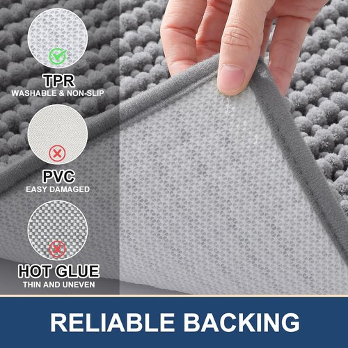 Arotive Bathroom Rugs - Extra Soft Shaggy Chenille Bath Mats | 32x20, Machine Washable, Grey