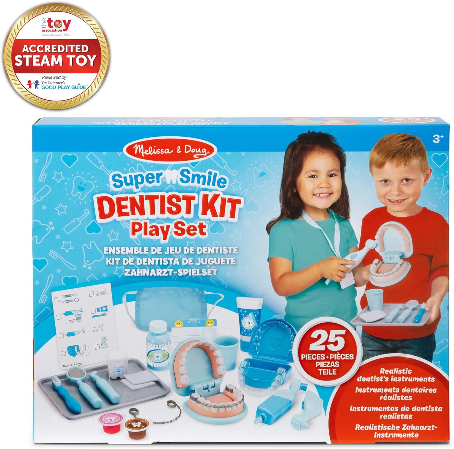 Melissa & Doug Super Smile Dentist Play Set - 25-Piece Kit with Oversized Teeth & Tools for Kids 3+
