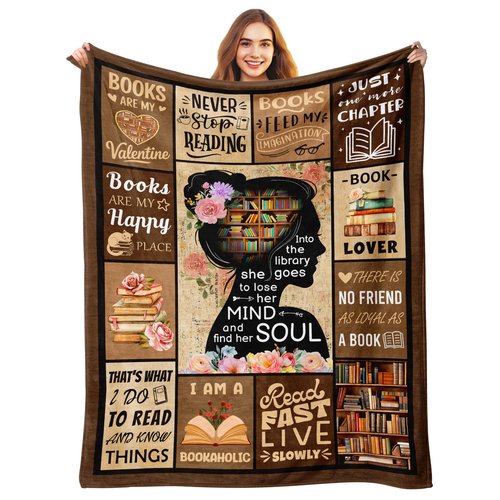Book Lovers Gifts - Gifts for Book Lovers - Booklover Gift for Women - Bookworm Librarian Readers Booklover Bookish Reading Accessorie Blankets Present for Women Girls - Books Lover Blanket 50"X60"