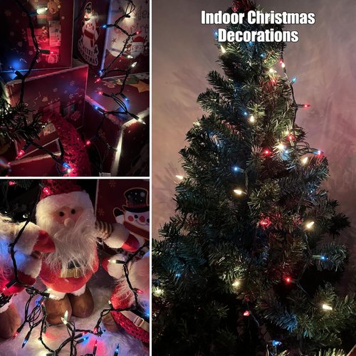 HISHINY Mini String Lights - 100 Count Patriotic Red, White & Blue Decor | 21ft Indoor/Outdoor Holiday Lighting