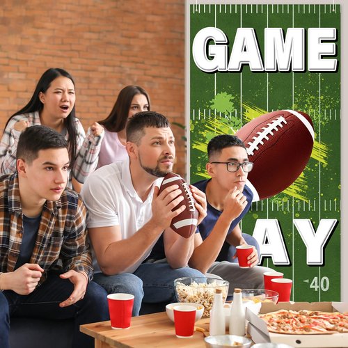 Football Party Door Decorations, Football Door Cover Game Day Banner Backdrop for Party Decorations 2026 (Grass)
