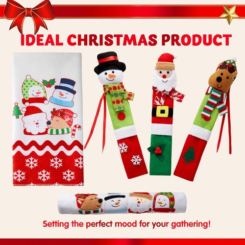 JOYIN Christmas Kitchen Appliance Handle Covers - 5 Pieces for Refrigerator, Microwave & Oven | Festive Indoor Décor
