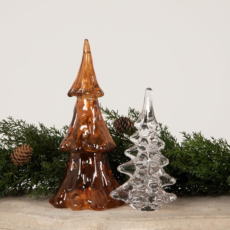 Clear Glass Christmas Tree Decor 3.5" Round x 6.25" H – Mini Tree