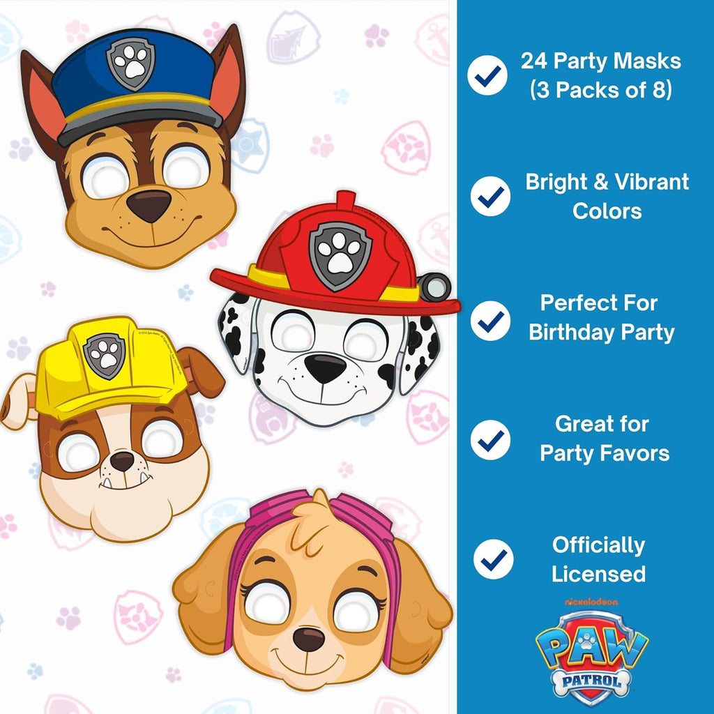 Paw Patrol Party Masks - 24 Count | Officially Licensed Kids Birthday Party Favors & Decorations