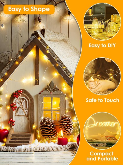 66Ft LED Fairy Lights by [Brand Name] - Waterproof Indoor/Outdoor String Lights with 8 Modes & Timer | Warm White for Christmas & Party Decor