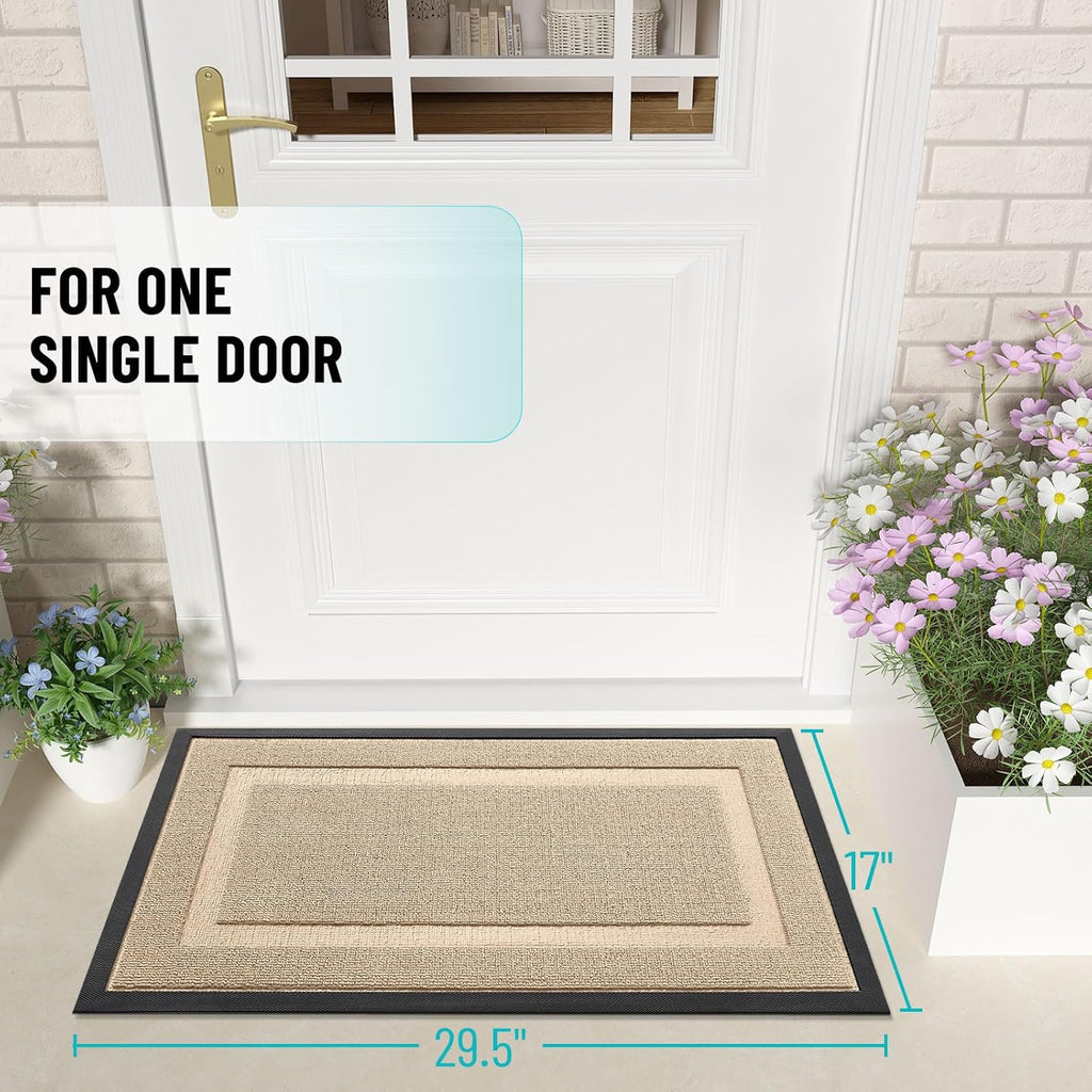 OLANLY Waterproof Front Door Mat - All-Season Indoor/Outdoor Doormat, Easy Clean, 47x32, Off-White