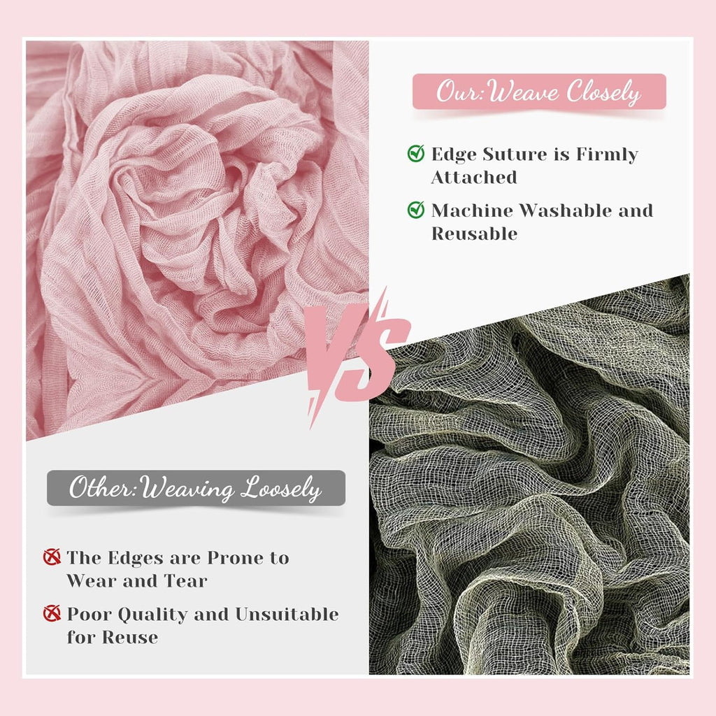 Skiennix Pink Table Runner - 10 Ft Rustic Gauze Cheesecloth for Weddings & Parties | Boho Design