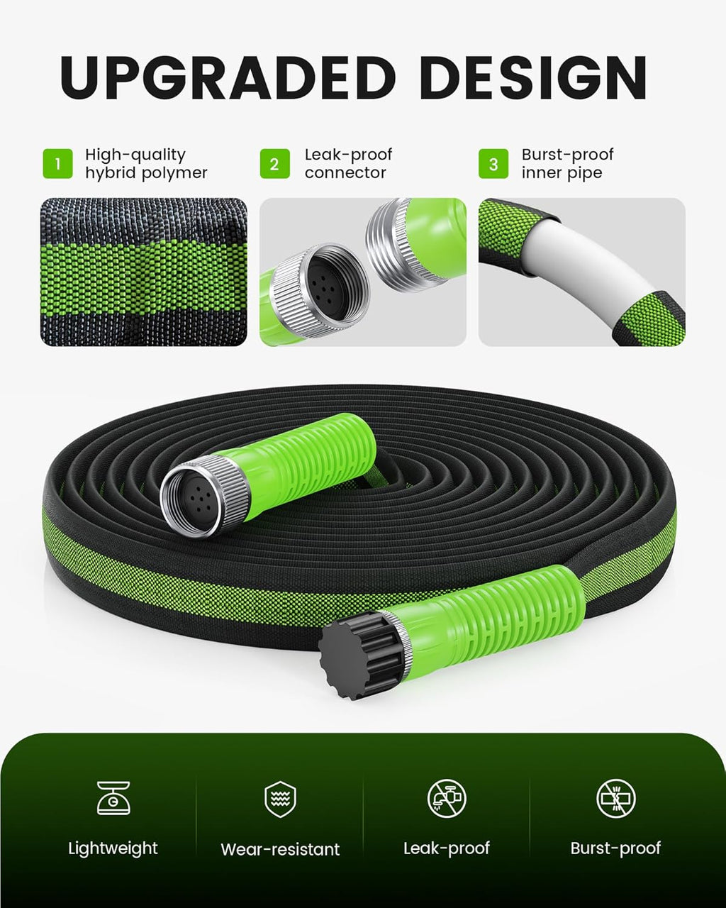 RAINPOINT Soaker Hose - 25FT Leakproof Flat Drip Hose | 80% Water-Saving for Gardens & Vegetables