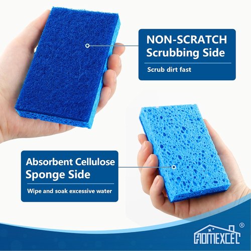 HOMEXCEL Kitchen Sponges - 24 Non-Scratch Dual-Sided Cleaning Sponges for Safe Use on Cookware