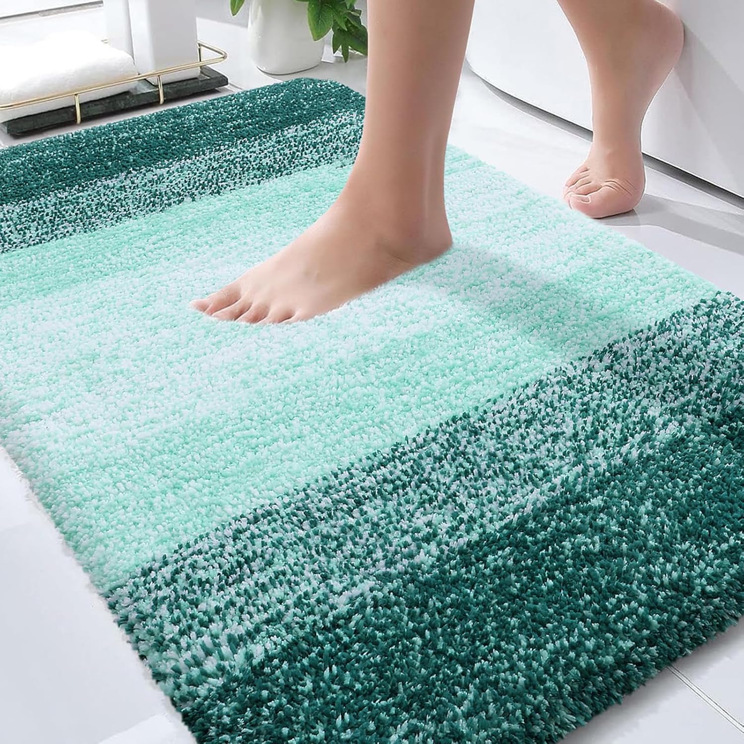 OLANLY Bathroom Rugs - Extra Soft Absorbent Microfiber Mat | Quick-Dry, Washable, 34x21, Blackish Green