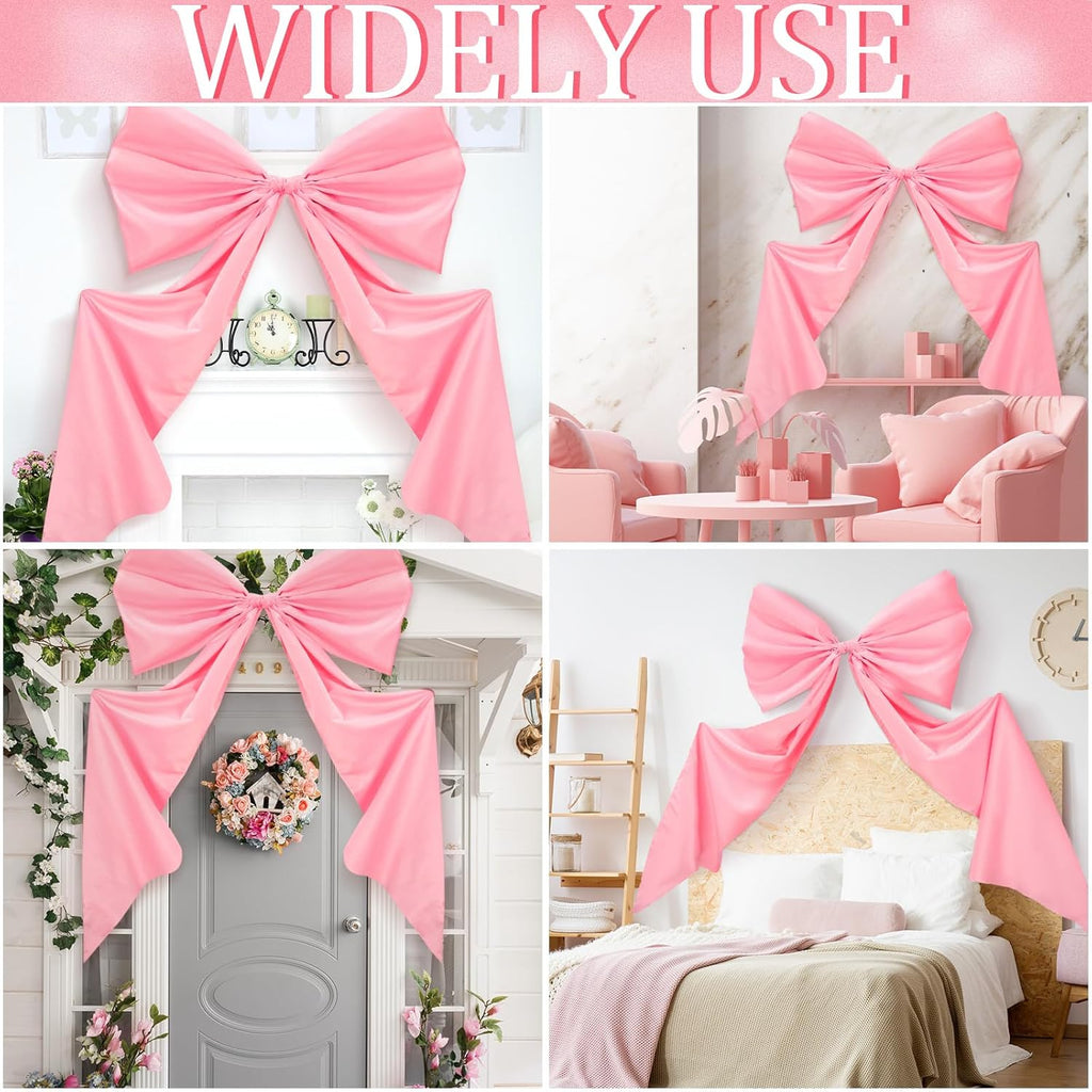 Wavwavw Giant Wall Bow Decorations - 39 x 72 Inch Pink Ribbon Decor for Birthday, Baby Shower & Weddings