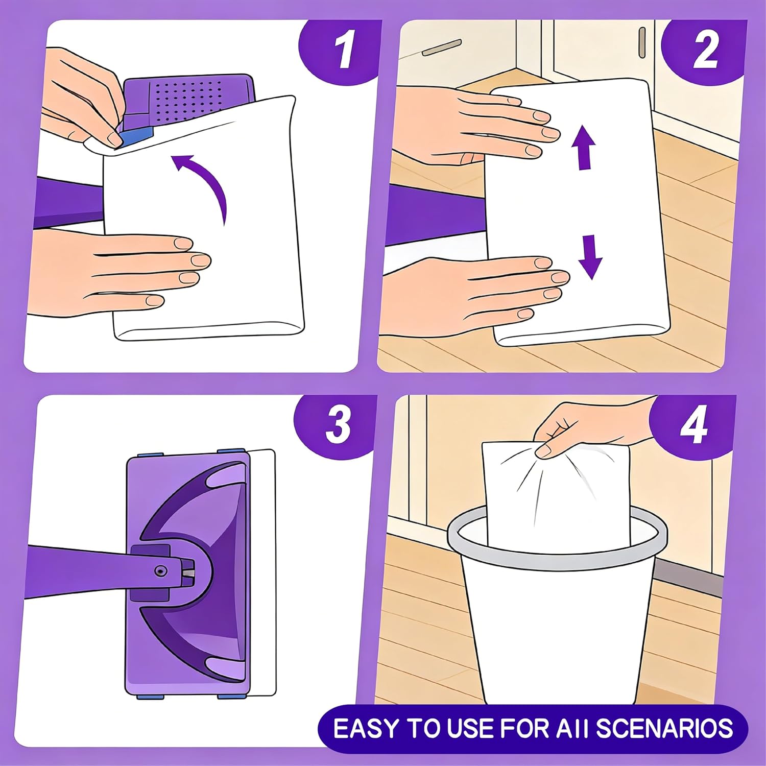 Skiennix Wet Jet Mop Refill Pads - Thickened Microfiber for Superior Absorbency | Multi-Surface Cleaning