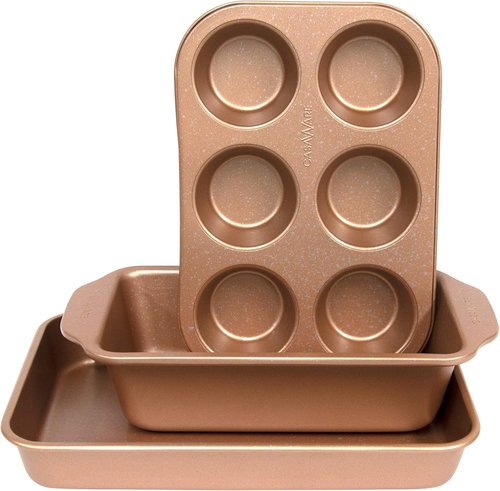 CasaWare Toaster Oven Set - 3-Piece Rose Gold Granite Collection for Stylish Cooking