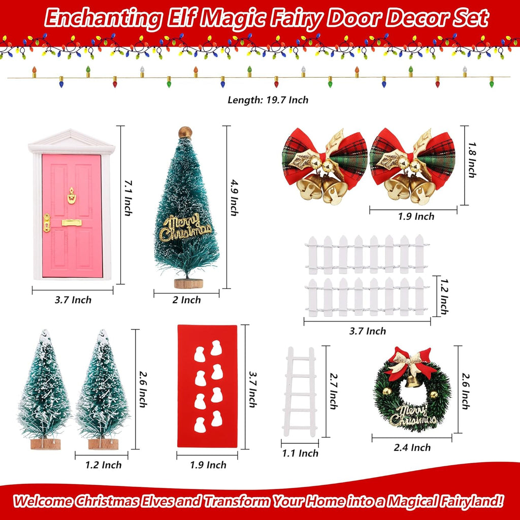 Skiennix Christmas Elf Girl Fairy Door Decor - Miniature Wooden Wall Decoration for Holiday Cheer