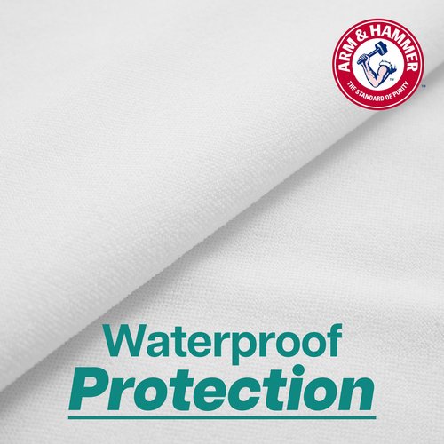 Arm & Hammer Soft Terry Body Pillow Protector, Waterproof, Zipper Closure, White, Standard/Queen, 2-Pack
