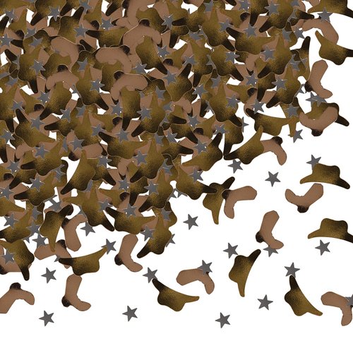 Beistle 3 Ounces Western Confetti - Hat, Stars, And Boots For Cowboy Themed Parties And Wild West Events