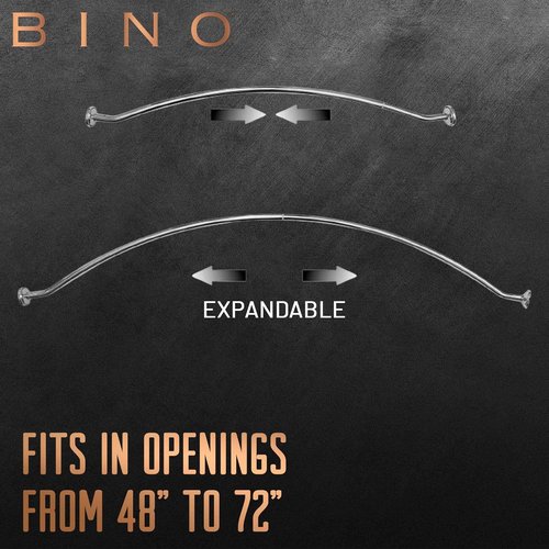 BINO Expandable Curved Shower Curtain Rod - Polished Chrome, 48" to 72" Adjustable | Easy Install, Rust-Resistant