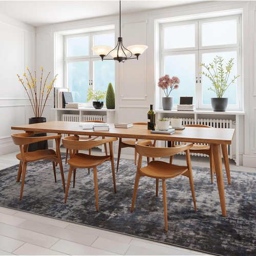 Enqinar Modern Abstract 3x5 Rug, Non Slip Entryway Rug, Soft Machine Washable Rugs for Indoor Entry, Low Pile Stain Resistant Distressed Rug for Living Room, Bedroom, Dark Grey Blue