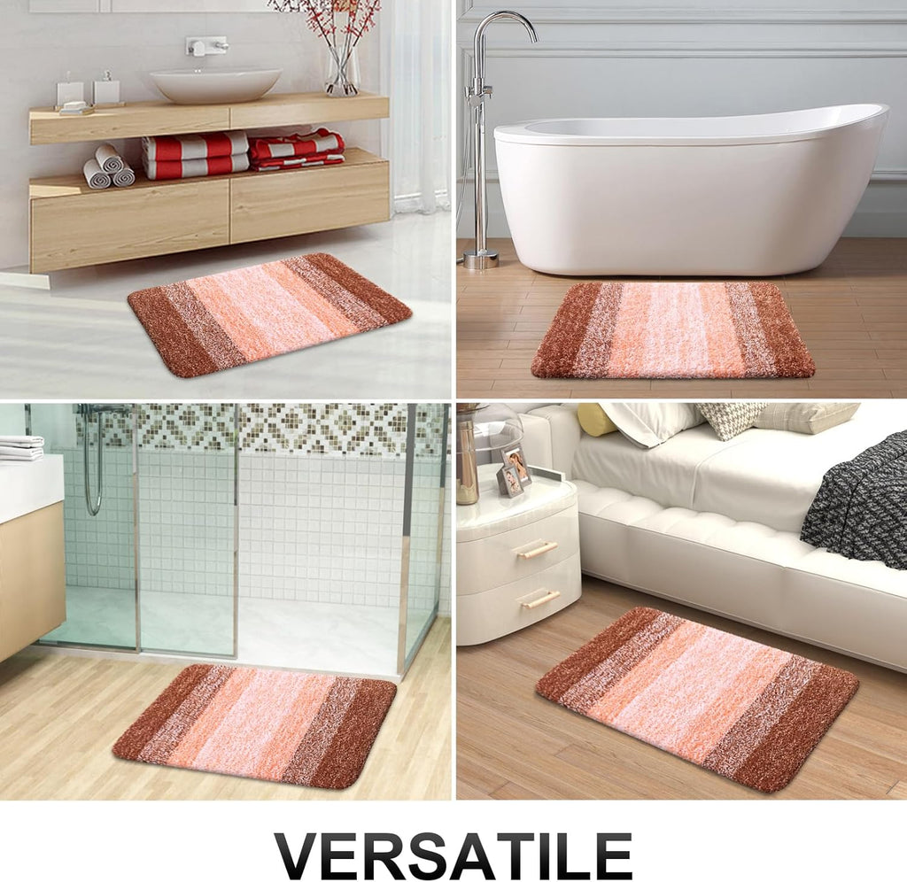 OLANLY Large Bathroom Rug Mat - Extra Soft Microfiber, Quick Dry, Machine Washable | 45x27 Inches, Orange
