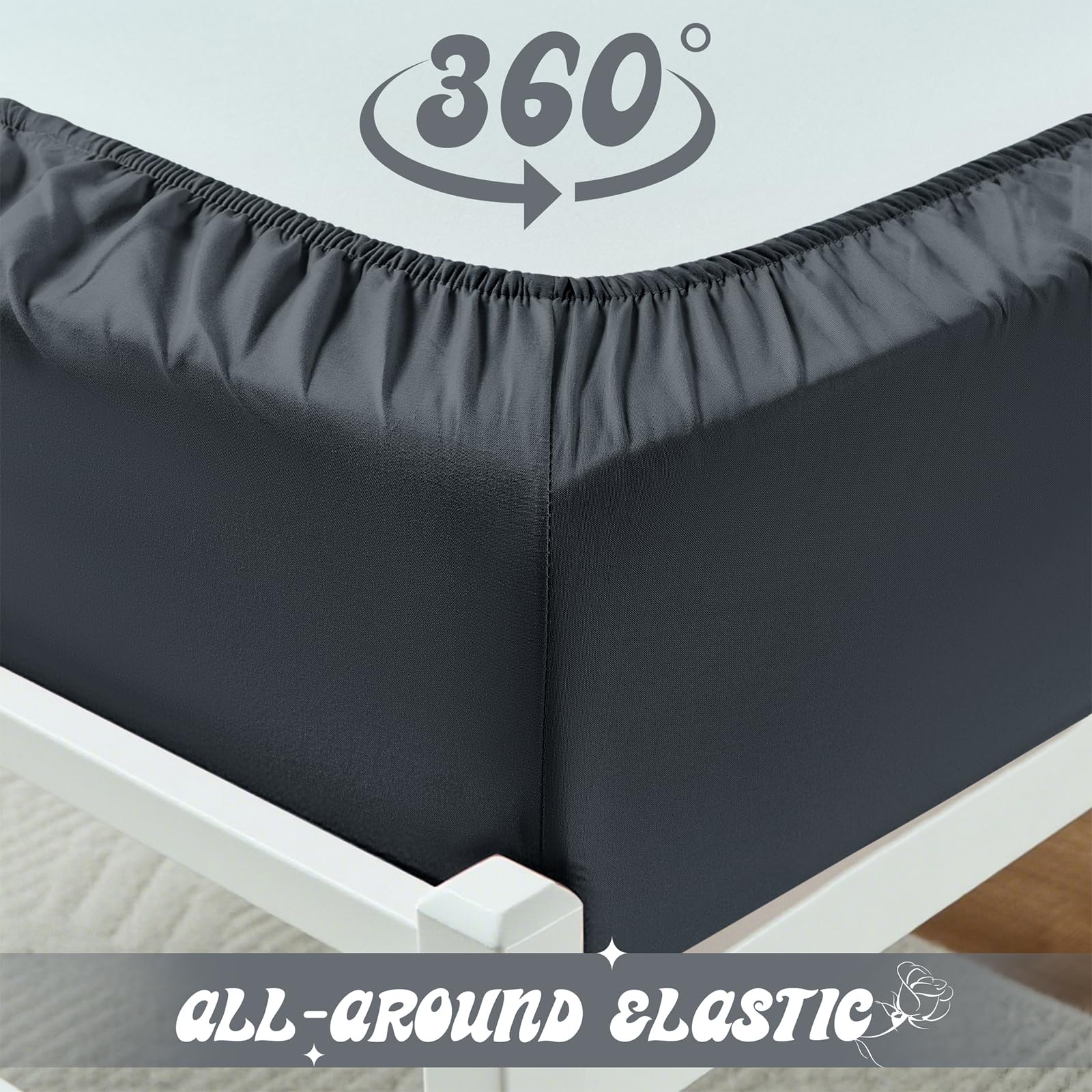 VACVELT Cot Fitted Sheet, 31 x 75 Inch Charcoal Black Cot Sheets, Ultra Soft and Breathable Microfiber Bed Cover Snug Fit for Narrow Twin/RV Bunk/Camper Bunk/Guest Beds/Trifold Mattress
