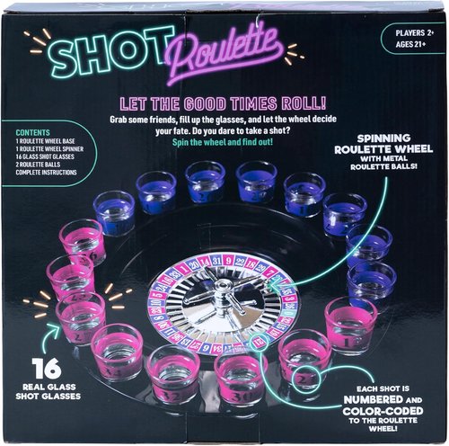 Endless Games Roulette Party Game - Spin the Wheel Challenge with Real Glass Mini Cups | Fun for 2+ Players
