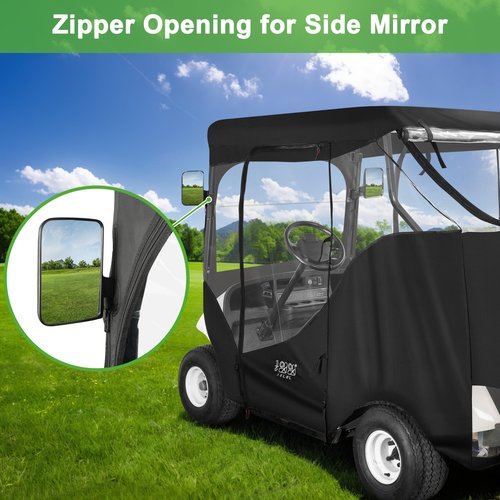 10L0L Golf Cart Black Enclosure Cover for 2 Passenger EZGO TXT, 4-Sided Clear Window Rain Cover All Weather Waterproof Windproof