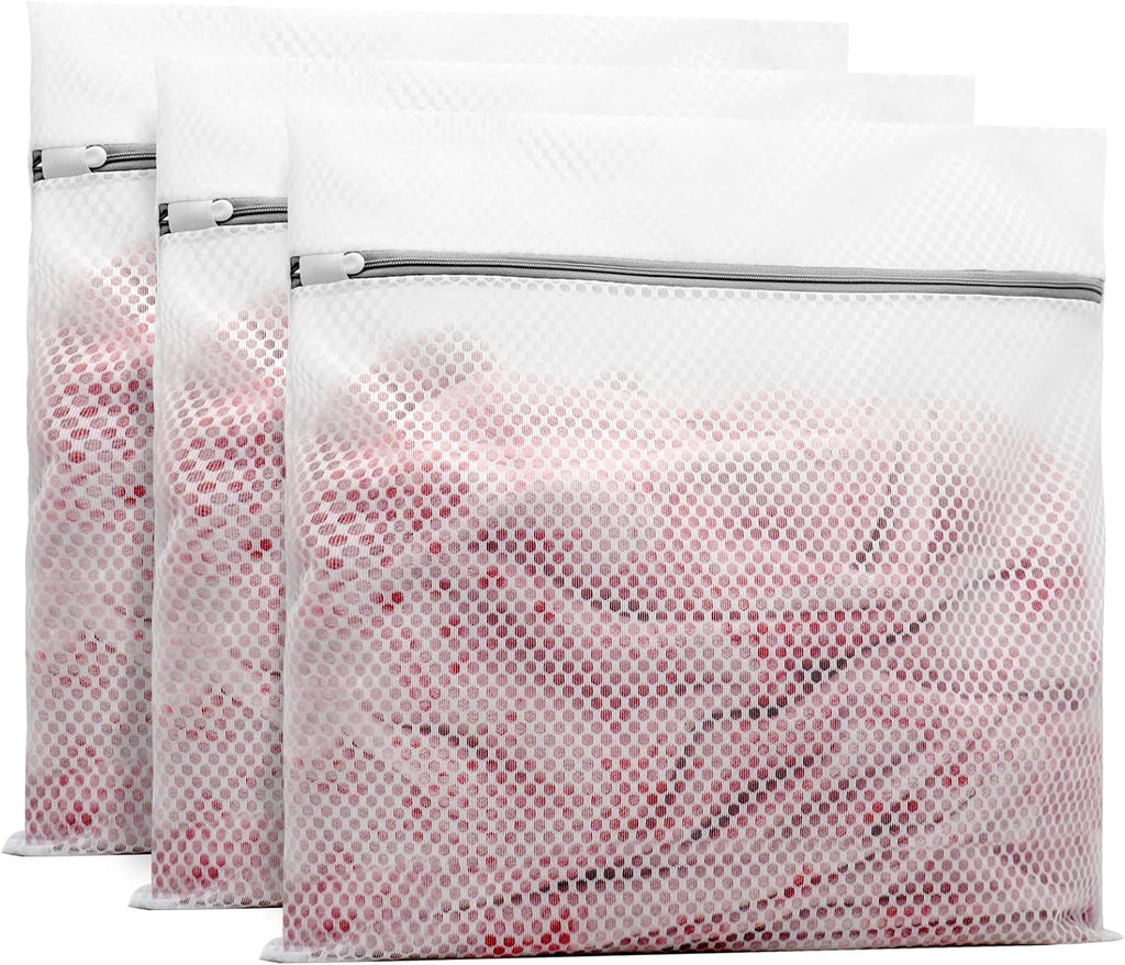 Muchfun Honeycomb Mesh Laundry Bags - 3 Durable Bags for Delicates | 24 x 24 Inches (XX-Large)
