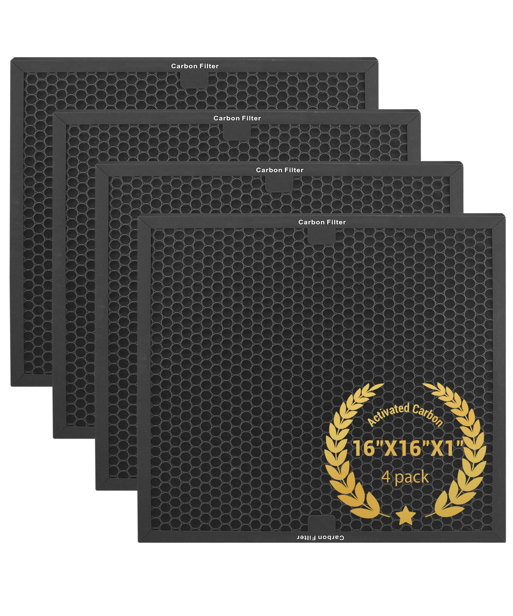 4 Pack-Facecool Air Scrubber Active Carbon Filter Compatible with Dri-Eaz, Mounto, BlueDri, and VEVOR Air Purifier, Part HEPA500 & BD-AS-550 & F301H, 16'' x 16'' x 1''