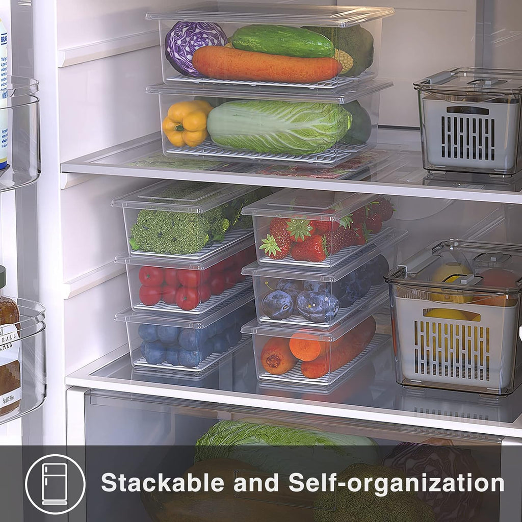 SILIVO Fruit Storage Containers - 1.5L Produce Saver with Removable Drain Tray | 3 Pack for Fresh Fruits & Vegetables