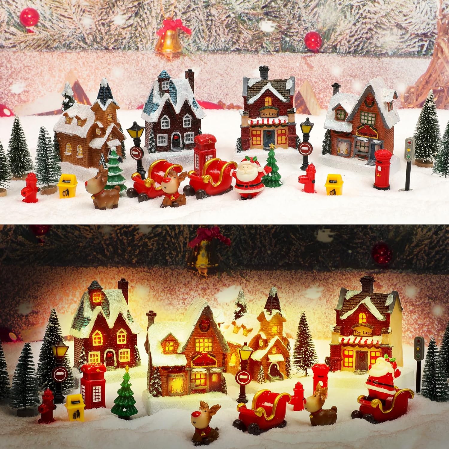 Regine Switzerland Christmas Village Set - LED Light-Up Resin Houses | Festive Indoor Decor Collection