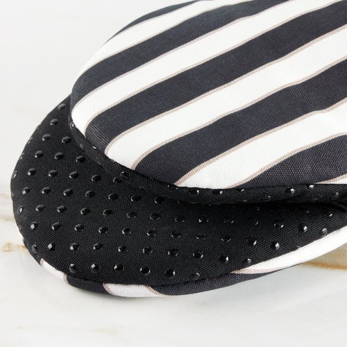 kate spade new york Botanical Stripe Mini Oven Mitt 2-Pack Set, 5.5" x 8", Black/Beige