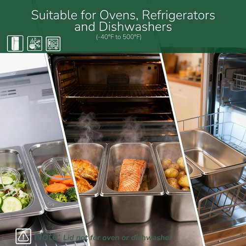 Bofolai 6 Pack Stainless Steam Hotel Pan with Lid, 1/3 Size x 6 Inch Deep Table Steam Pan Restaurant Supplies Reusable Anti Rust Catering Storage for Home, Buffet,Party, Restaurant, Hotel