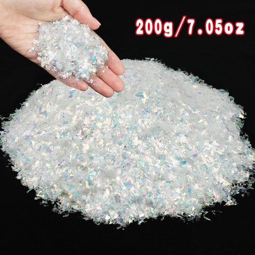 FOIMAS Artificial Flake Snow - Sparkling Fake Snow Powder for Christmas Party Decorations | 7.05 Ounces