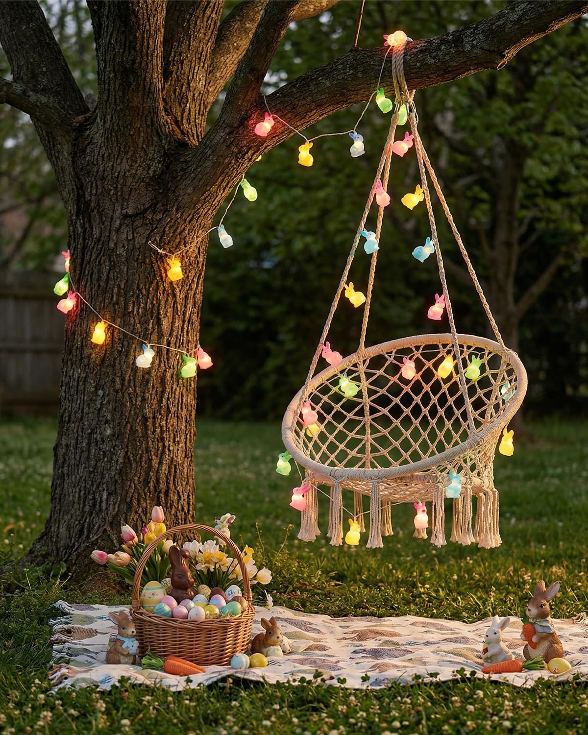 SUNSGNE Easter Cute Rabbit String Lights Bunny Fairy Lights, 8.5ft Easter Bunny Ornaments String Lights with 10 Multicolor Bunny Lights for Outdoor Indoor Room Bedroom Wall Home Decoration