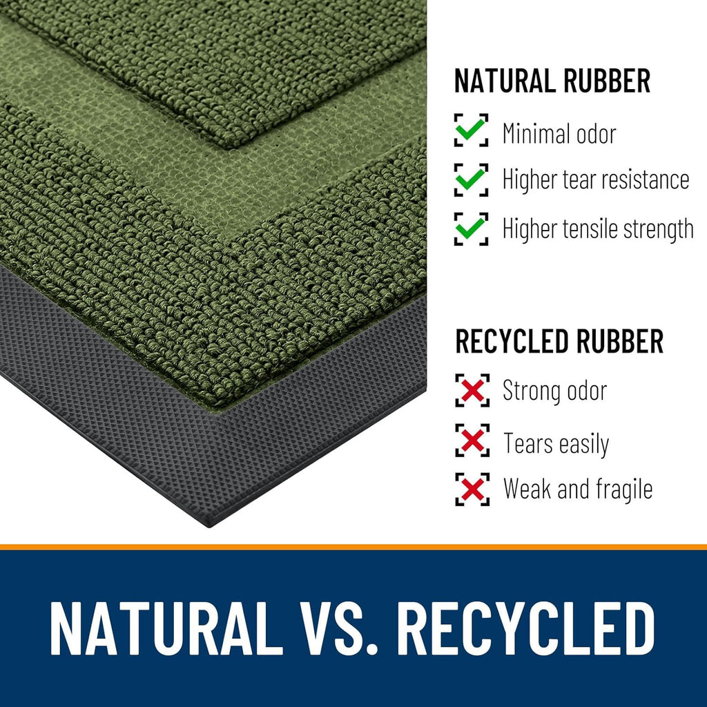 OLANLY Waterproof Front Door Mat - All-Season Indoor/Outdoor Doormat, Easy Clean, 29.5x17, Classic Green