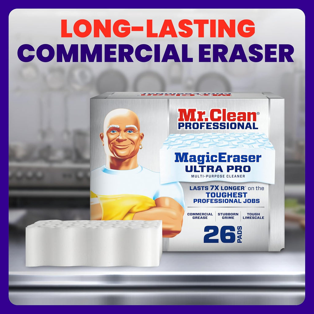 Mr. Clean PRO Magic Eraser - Ultra Pro Heavy Duty Cleaning Sponges for Grease & Stain Removal | 26 Count